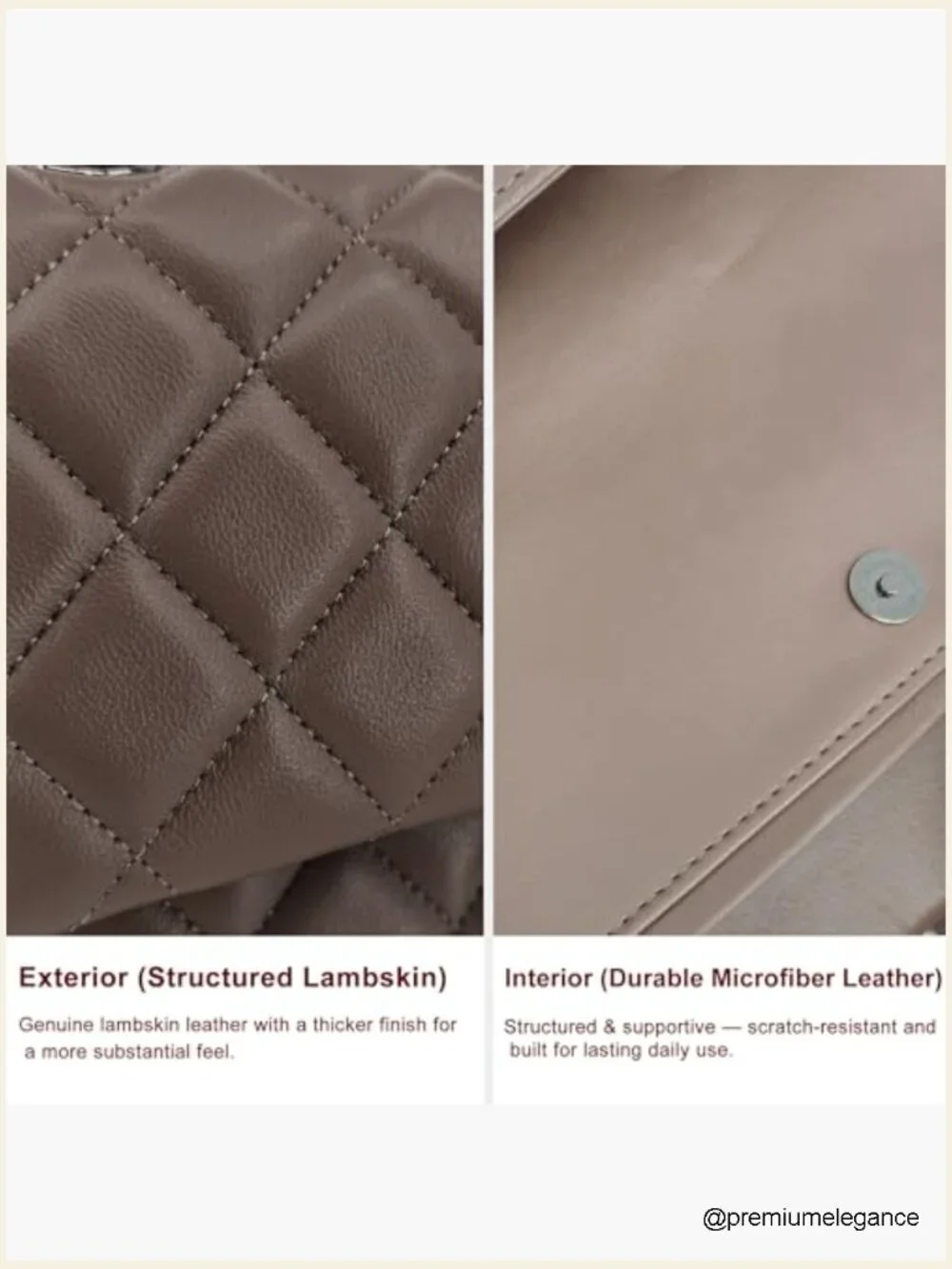 Quilted Lambskin Leather Crossbody Bag with Chain Strap Adjustable Flap Purse
